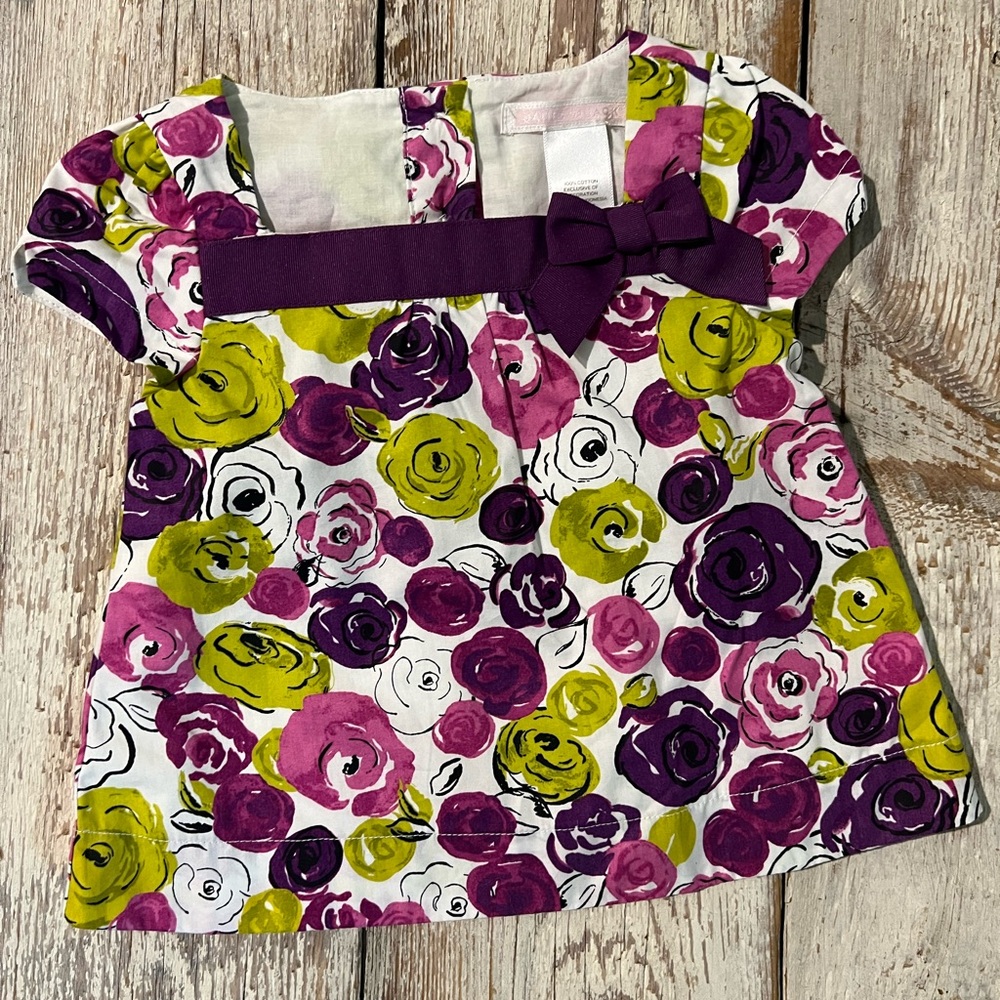 NWT Janie and Jack Purple and Green Flower Top